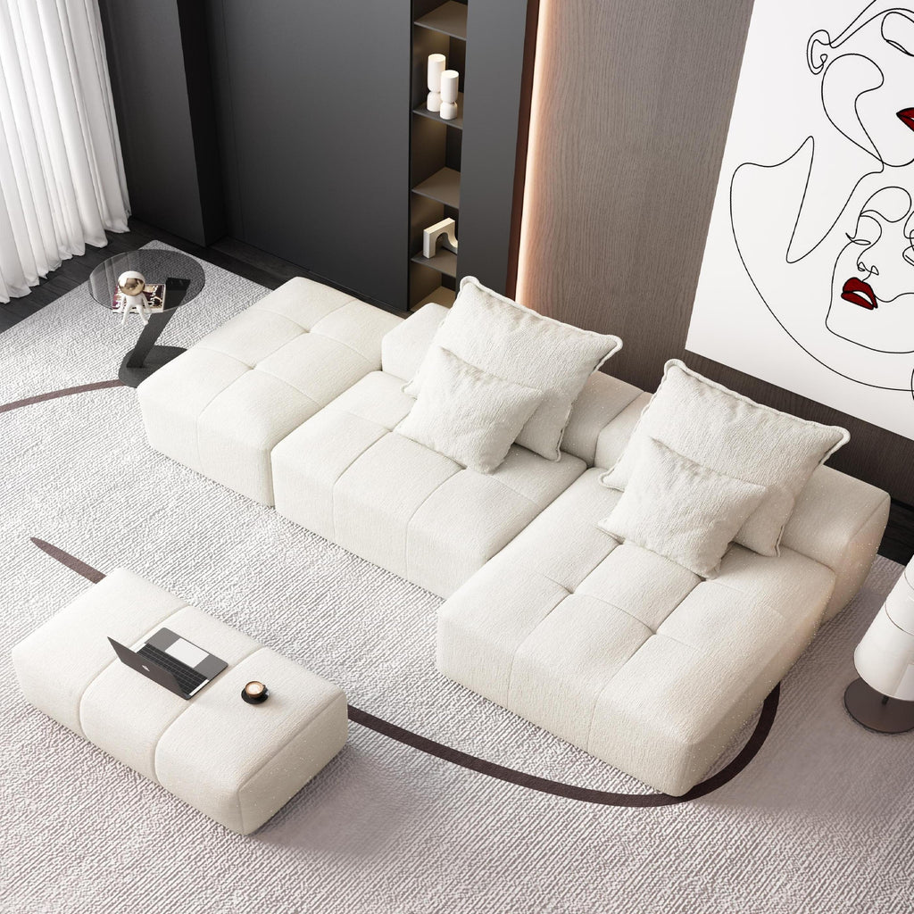 Modern Oversized Modular Sectional Sofa with Ottoman