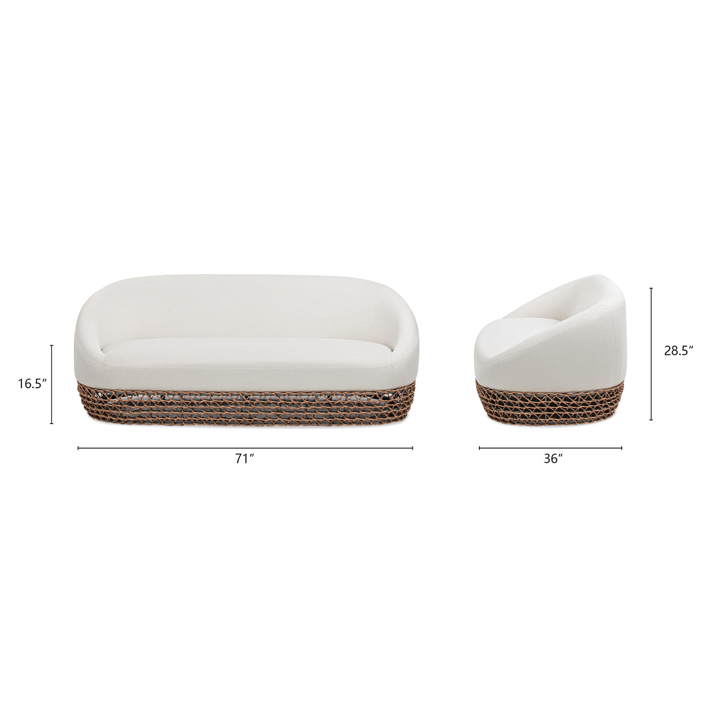 Willow 71" Upholstered Woven Patio Deep Seating Sofa