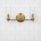 Regal Double Light Vanity With Clear Ribbed Glass - Satin