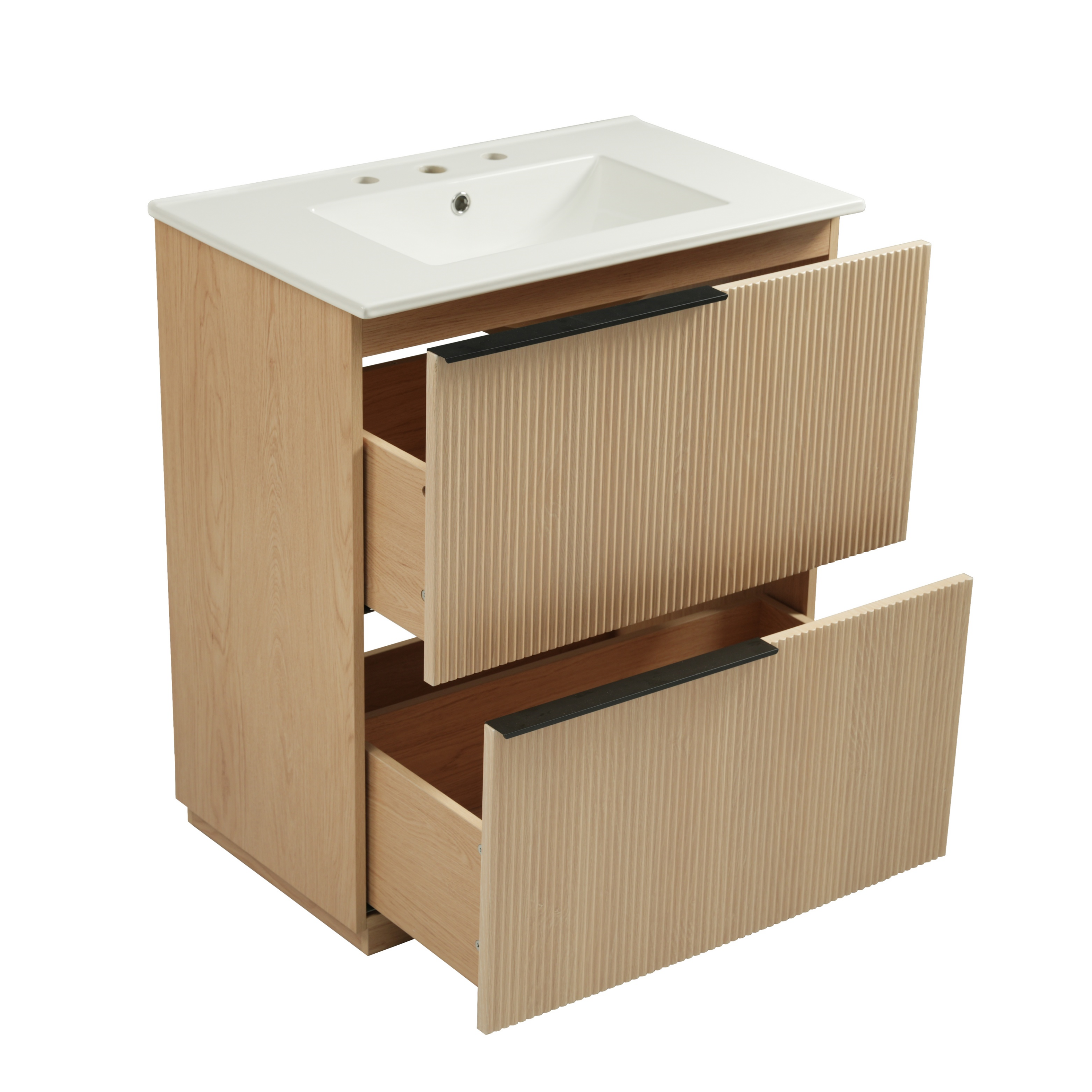 30" Bathroom Vanity with Ceramic Sink and Full-Extension Drawers