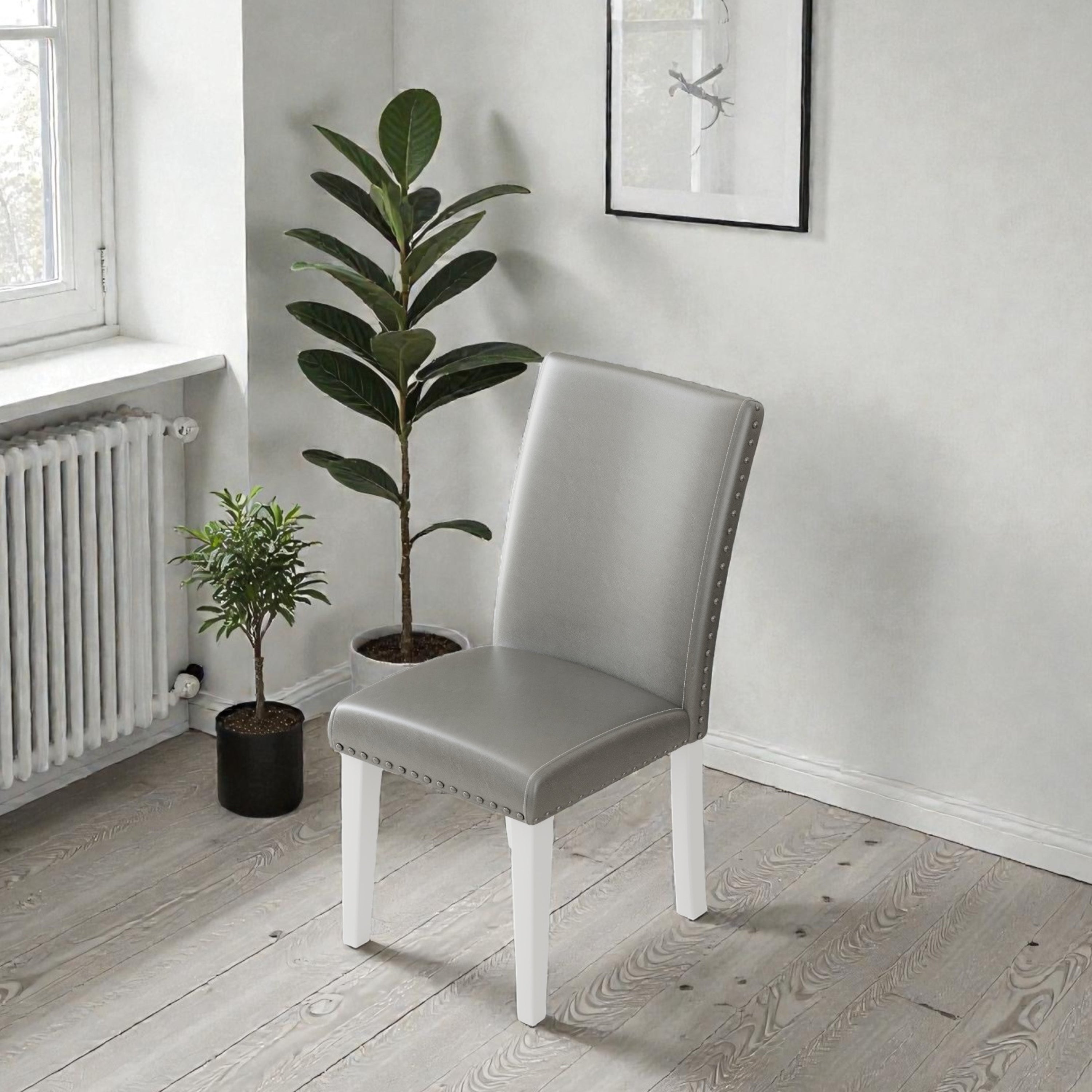 Upholstery Dining Chair Set - Silver and White