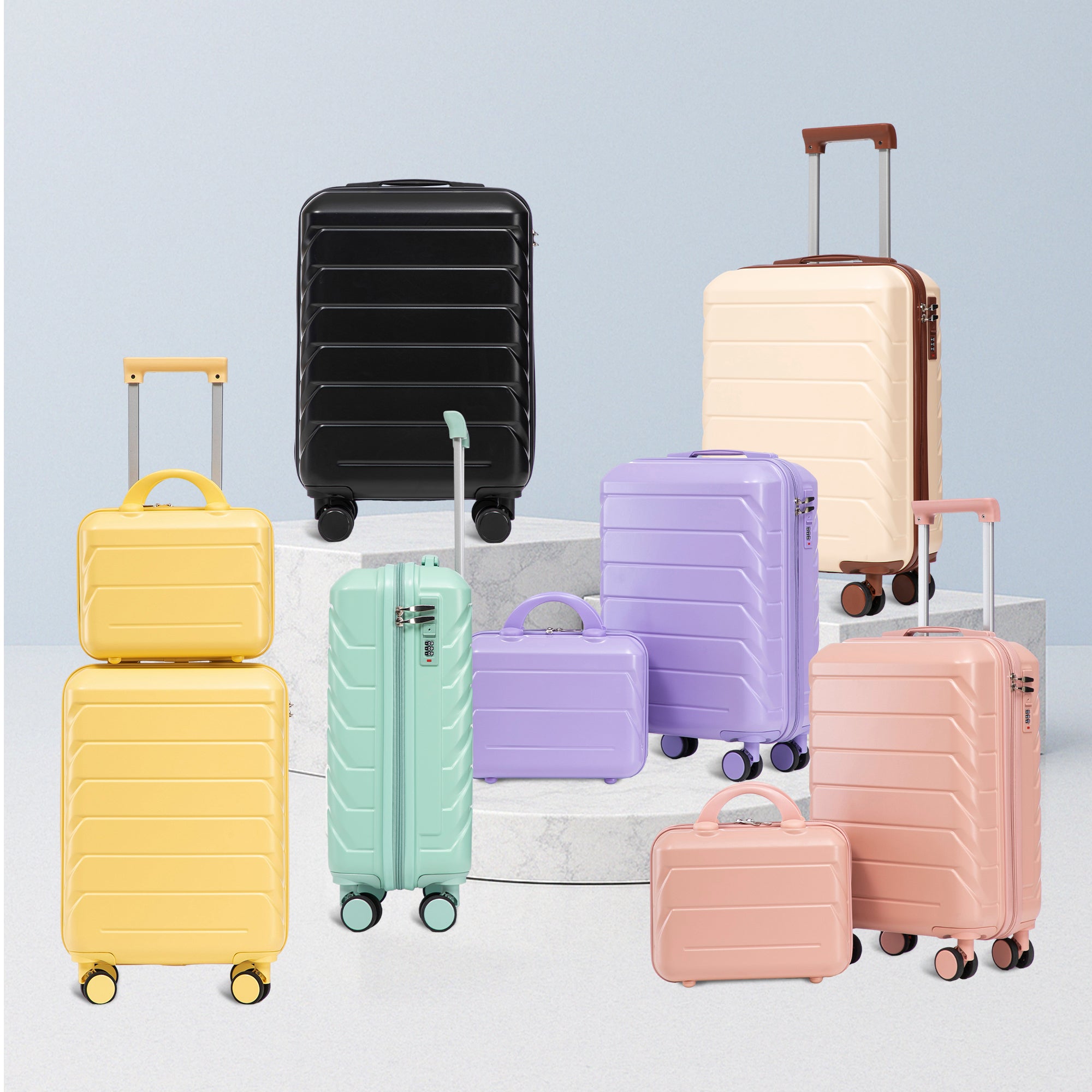 14'/20' 2-Piece Beige ABS Spinner Wheel Luggage Set