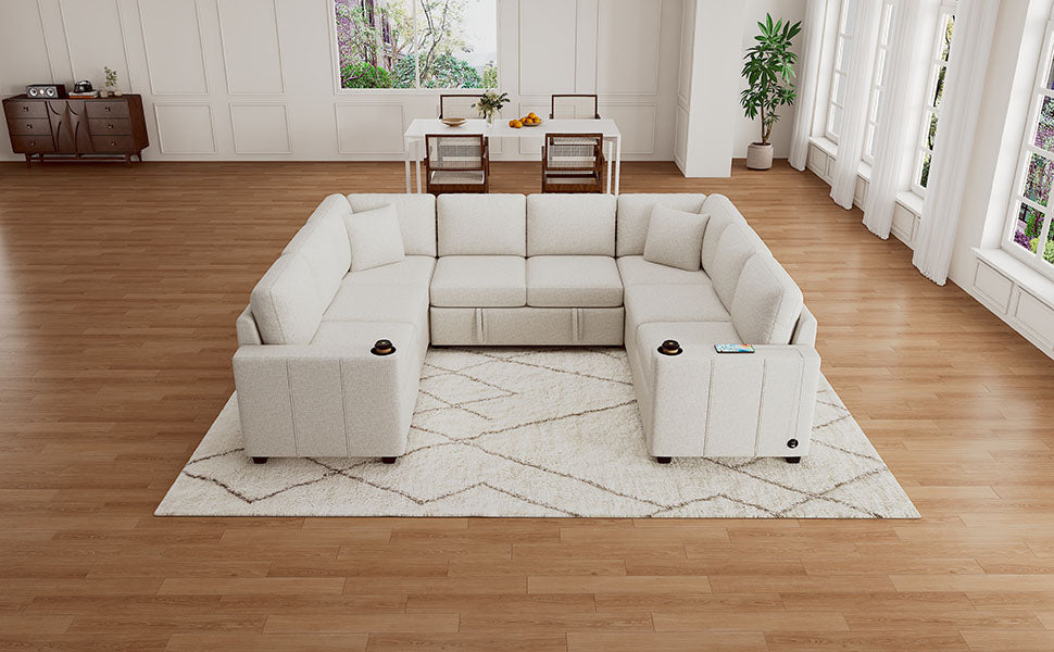 107.1" Sectional Sofa Convertible Pull-out Sofa Bed