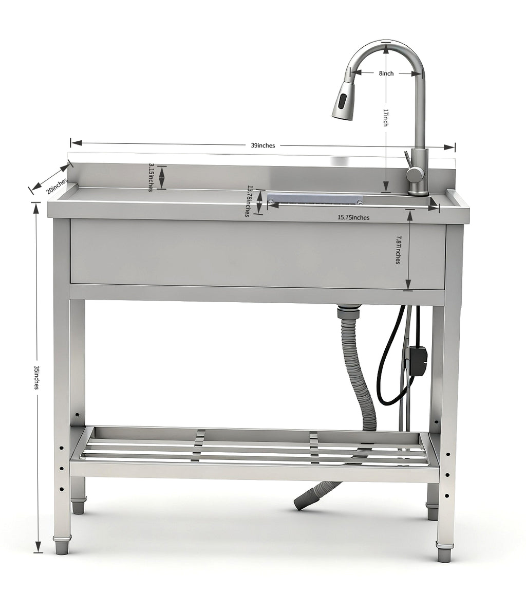 Stainless Steel Utility Sink, Freestanding Sink 2