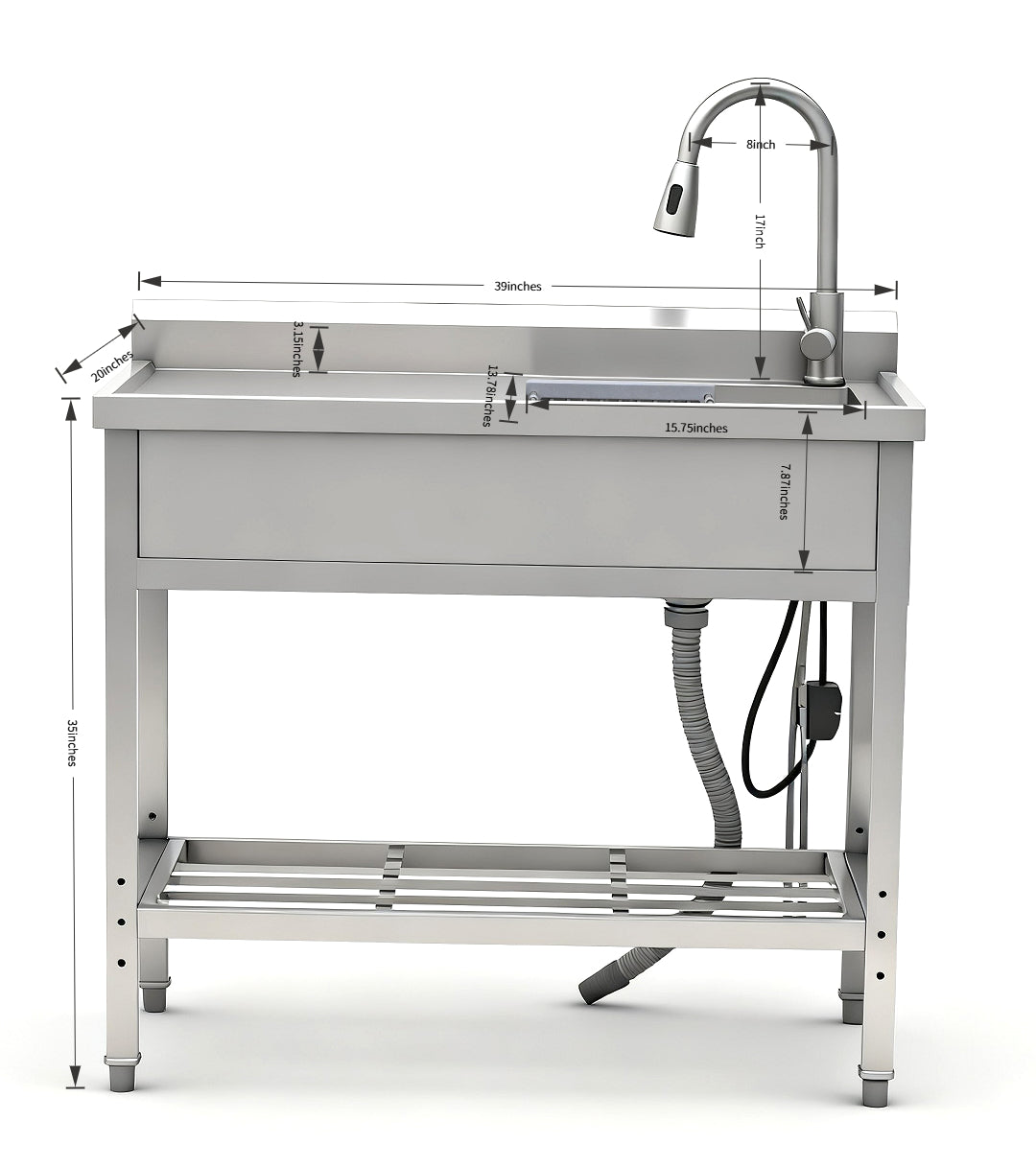 Stainless Steel Utility Sink, Freestanding Sink 2