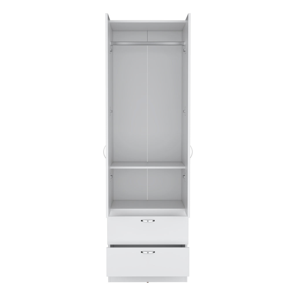 Armoire Wardrobe 76" H, Hanging Rod, 2 Drawers, 1 Shelf