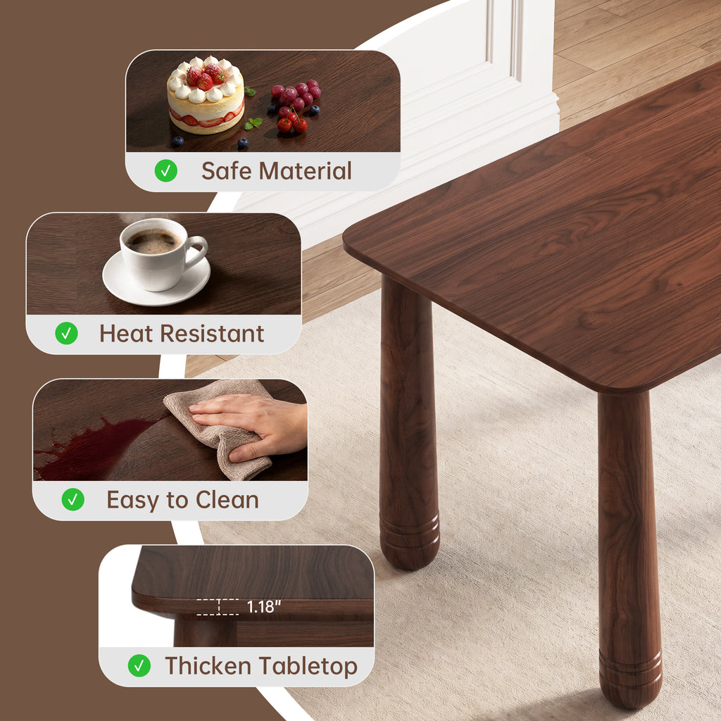63" Solid Wood Dining Table Set with 4 Upholstered Chairs
