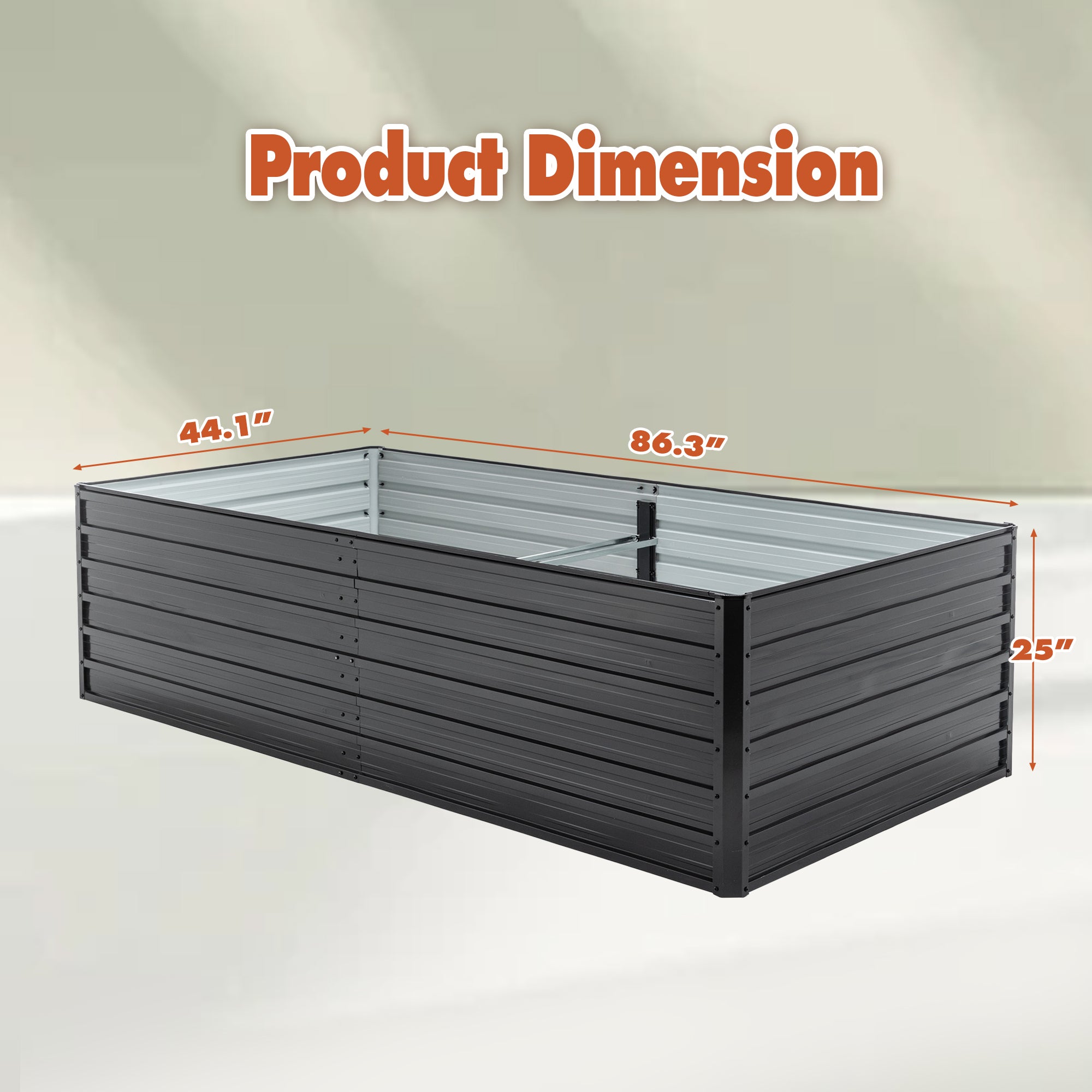 Metal Raised Garden Bed Outdoor - 7.2x3.6x2 FT