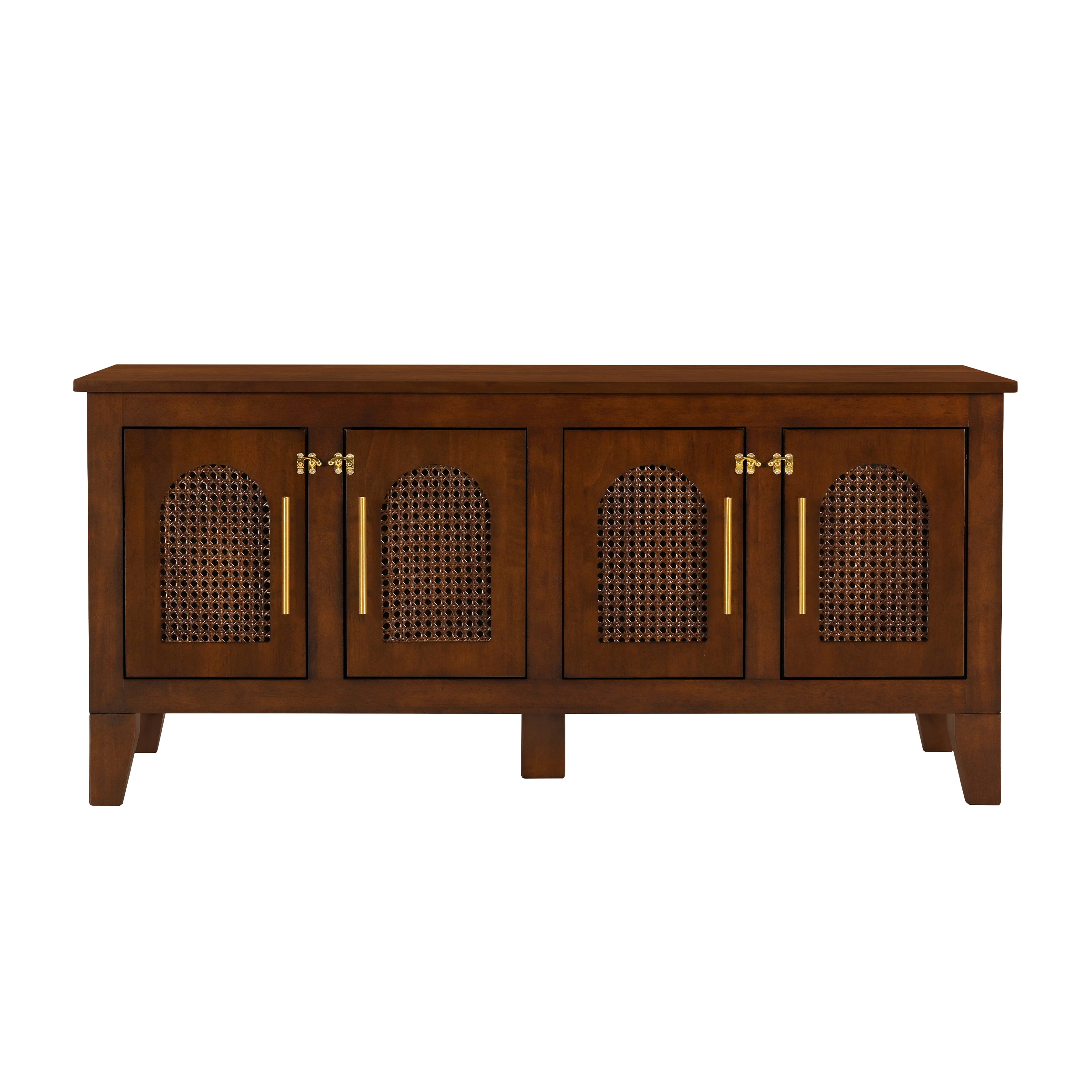 Lars Indoor Rattan Decorated Rubber Wood Dog Crate Cabinet Furniture