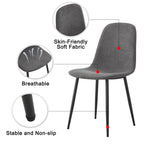 Comfortable Linen-Cotton Dining Chair Set - Six Pieces in Dark Gray