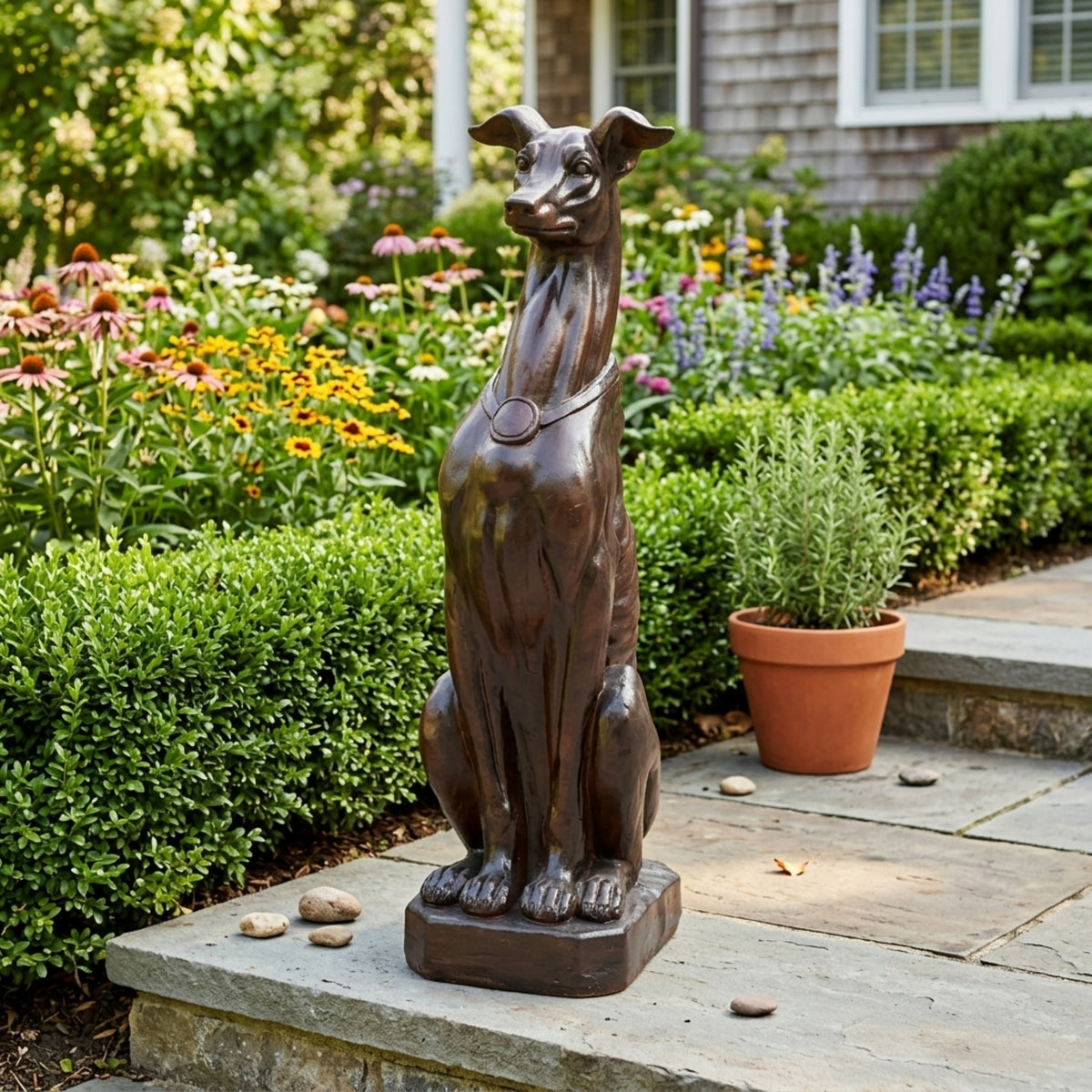 Grey Hound Dog Statue