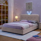 Full Size Kids Upholstered Bed with Oversized Rabbit Ear Headboard