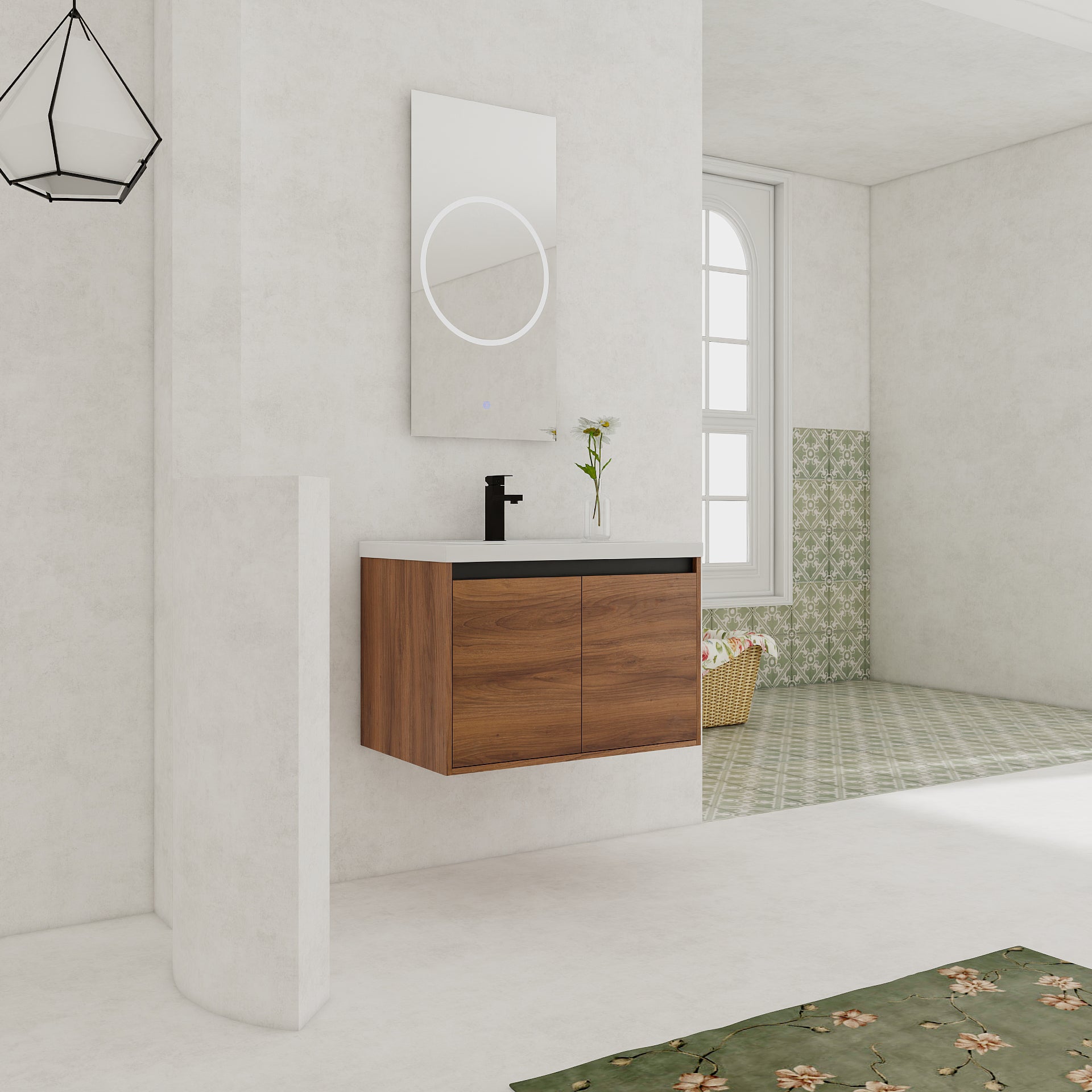 30" Wall Mounted Bathroom Vanity with Resin Basin