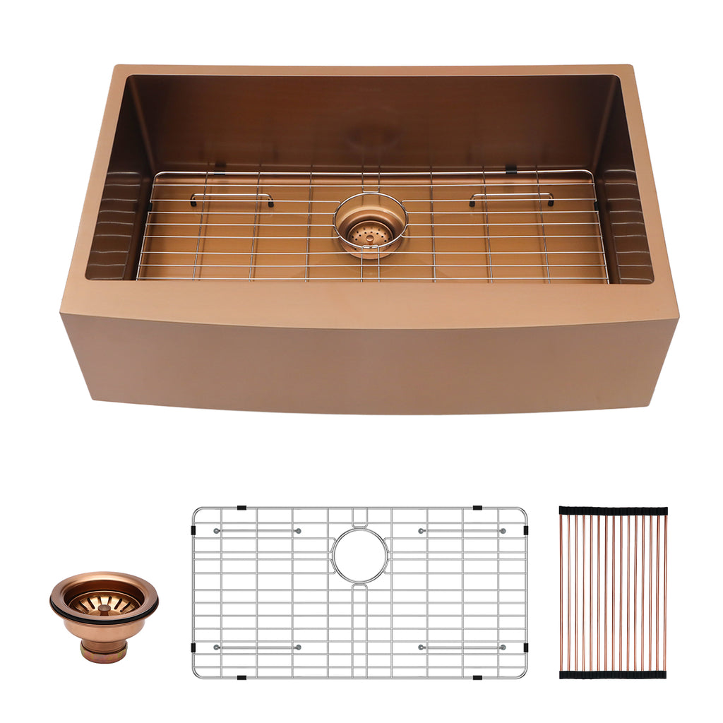 33 Inch Rose Gold Farmhouse Kitchen Sink