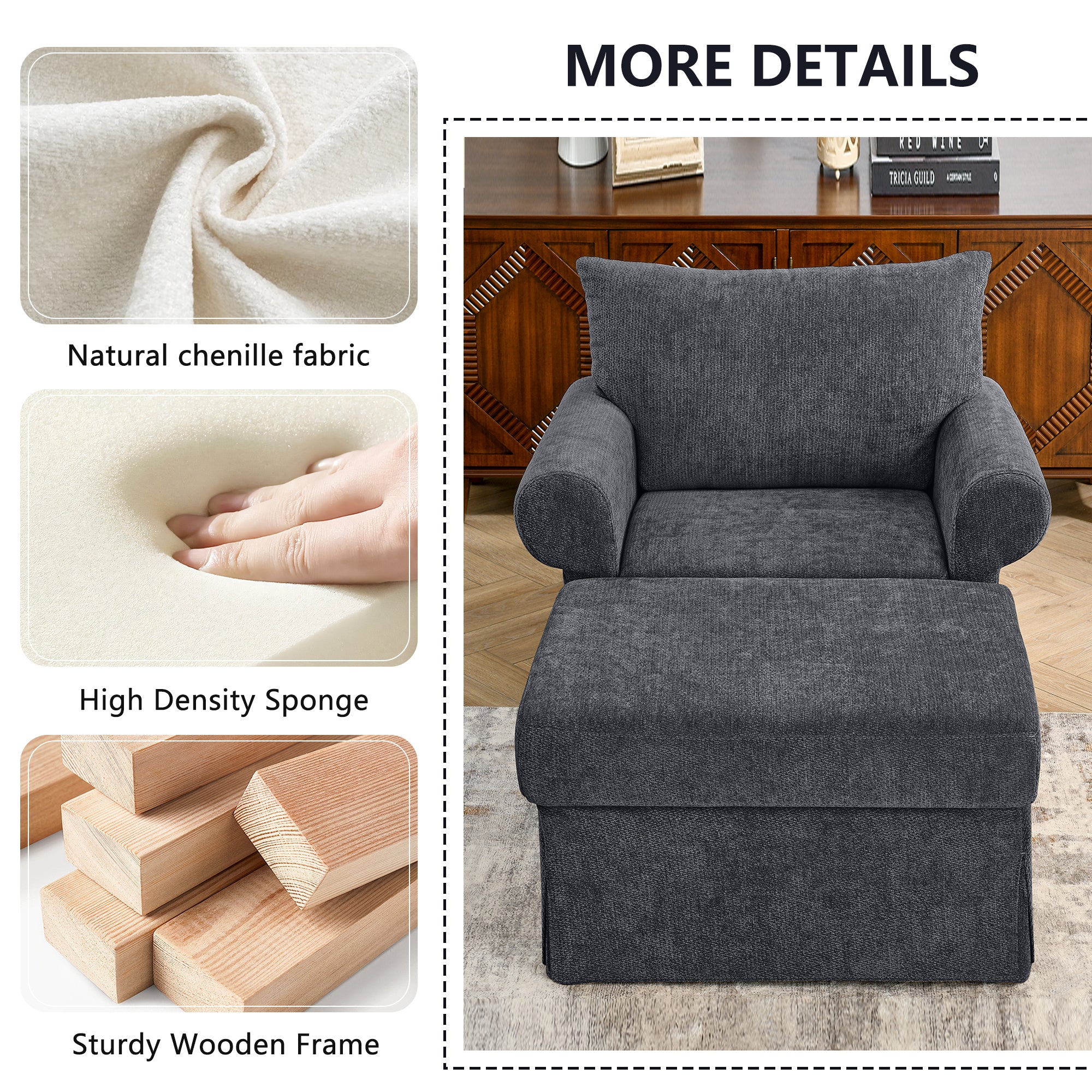 37.5" Accent Chair with Ottoman