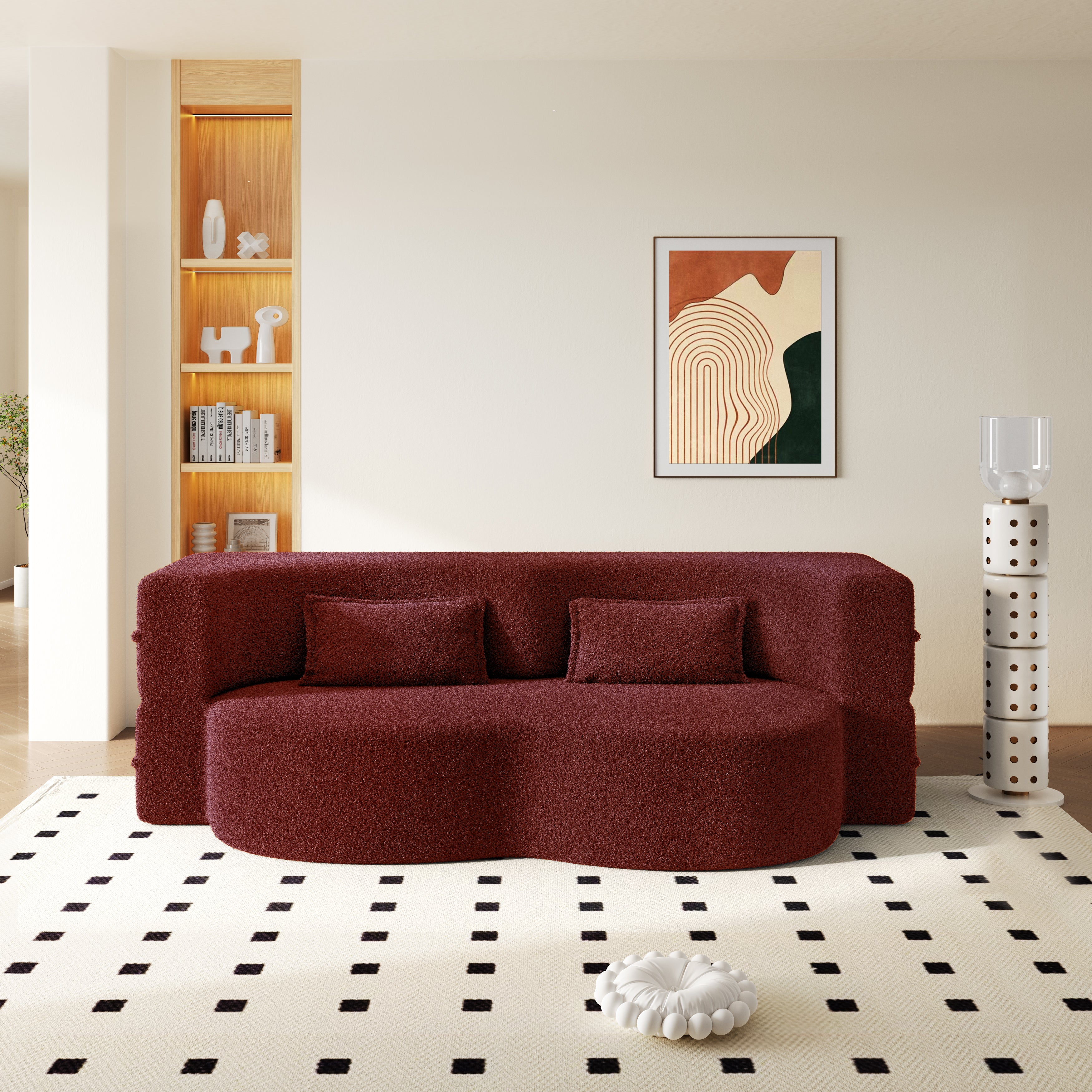 Modern Floor Sofa with 2 Pillows