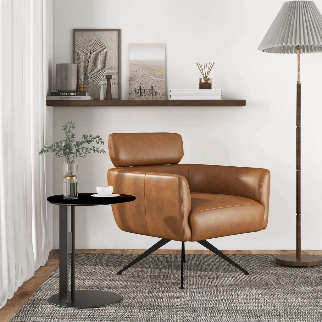 Camila Mid-Century Modern Leather Lounge Chair