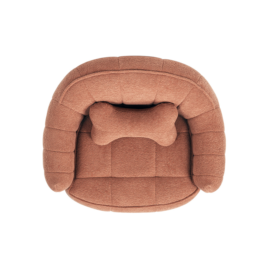 Louie 30.5" Modern Dog Sofa Bed with Bone Pillow, Medium, Spice