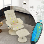 Recliner Chair with Ottoman - 360° Swivel Massage Lounge Chair