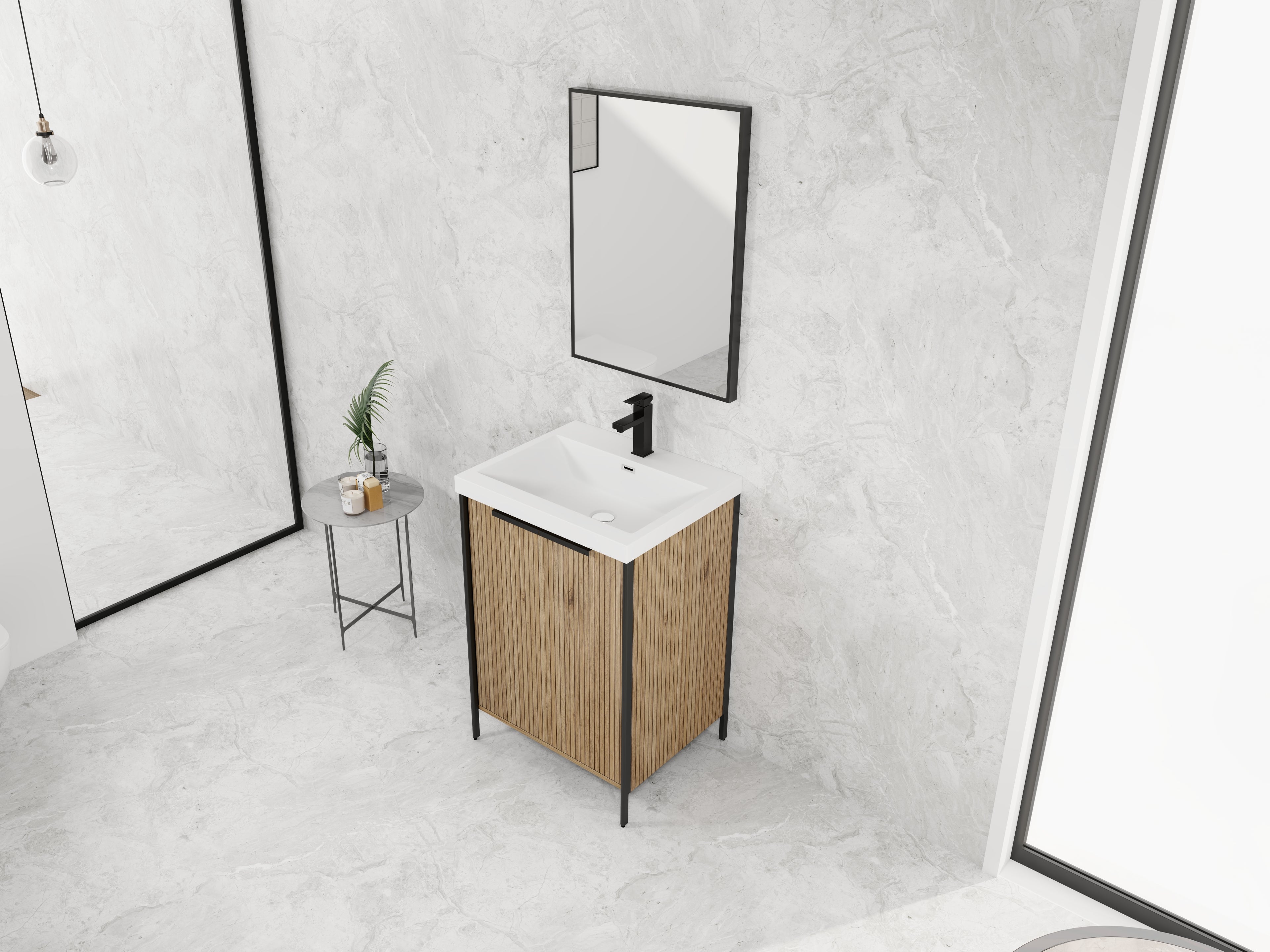 24" Freestanding Bathroom Vanity with Resin Sink