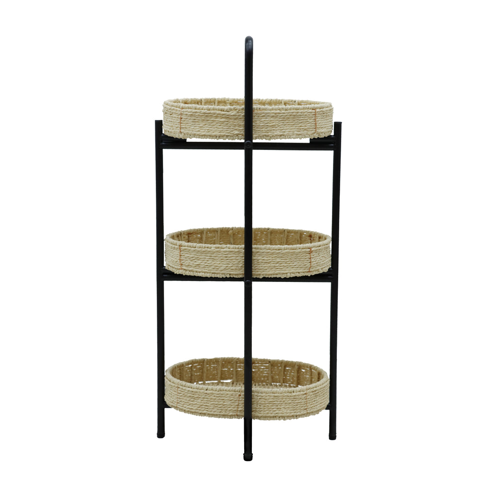 3 Tiers Tray Tables Paper Rope Woven Side Table