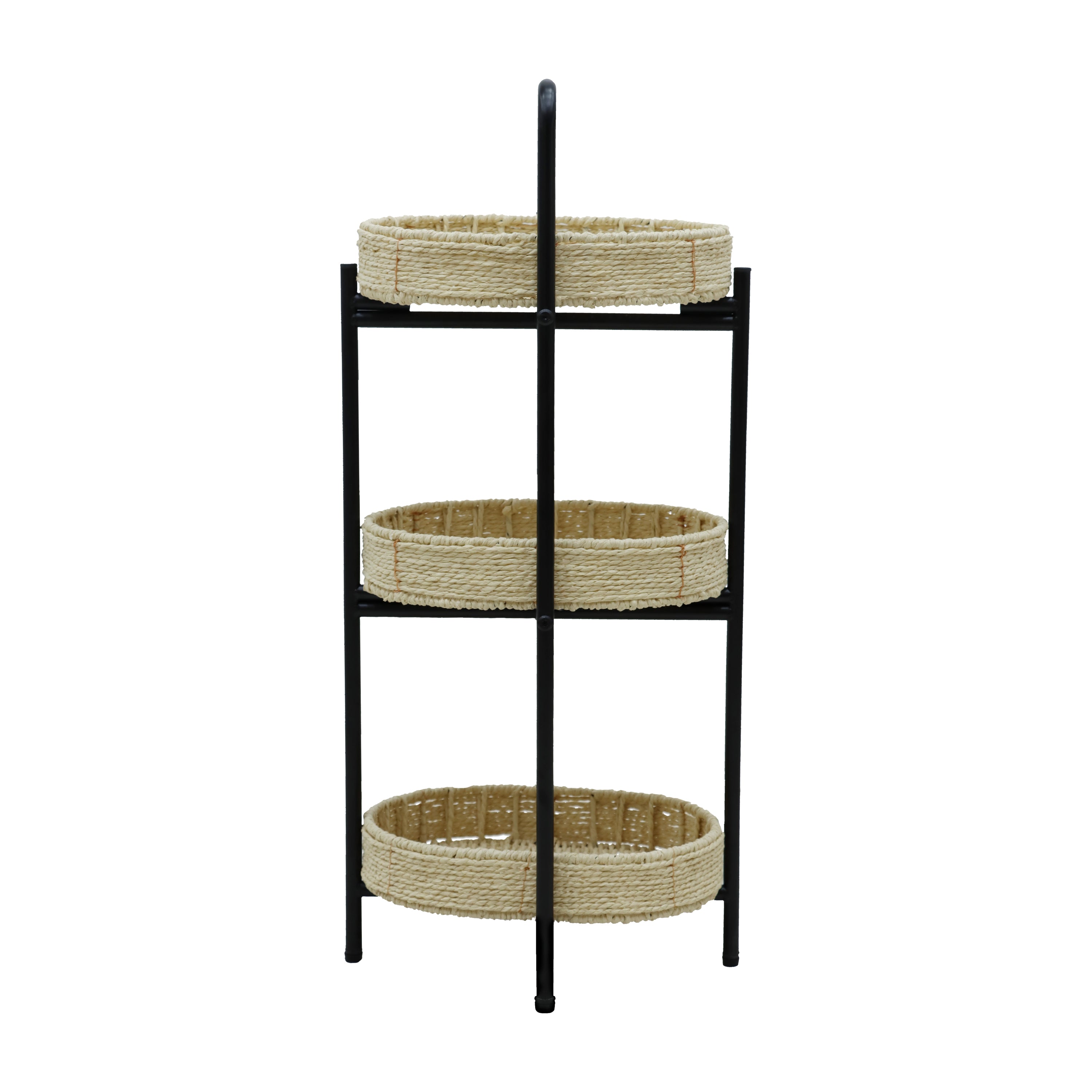 3 Tiers Tray Tables Paper Rope Woven Side Table