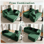106" Teddy Fabric No Assembly Sofa with L-Shaped Chaise