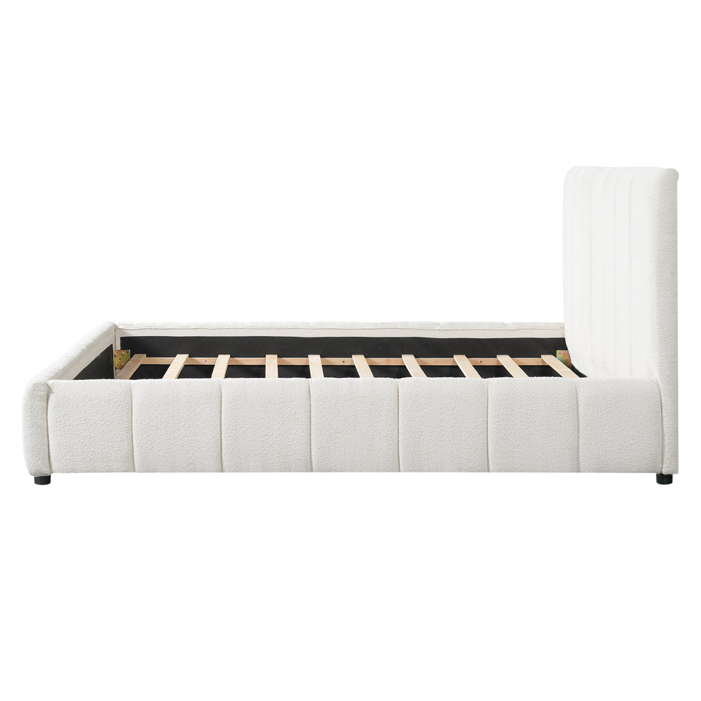 Queen Size Upholstered Bed Frame with Thick Fabric