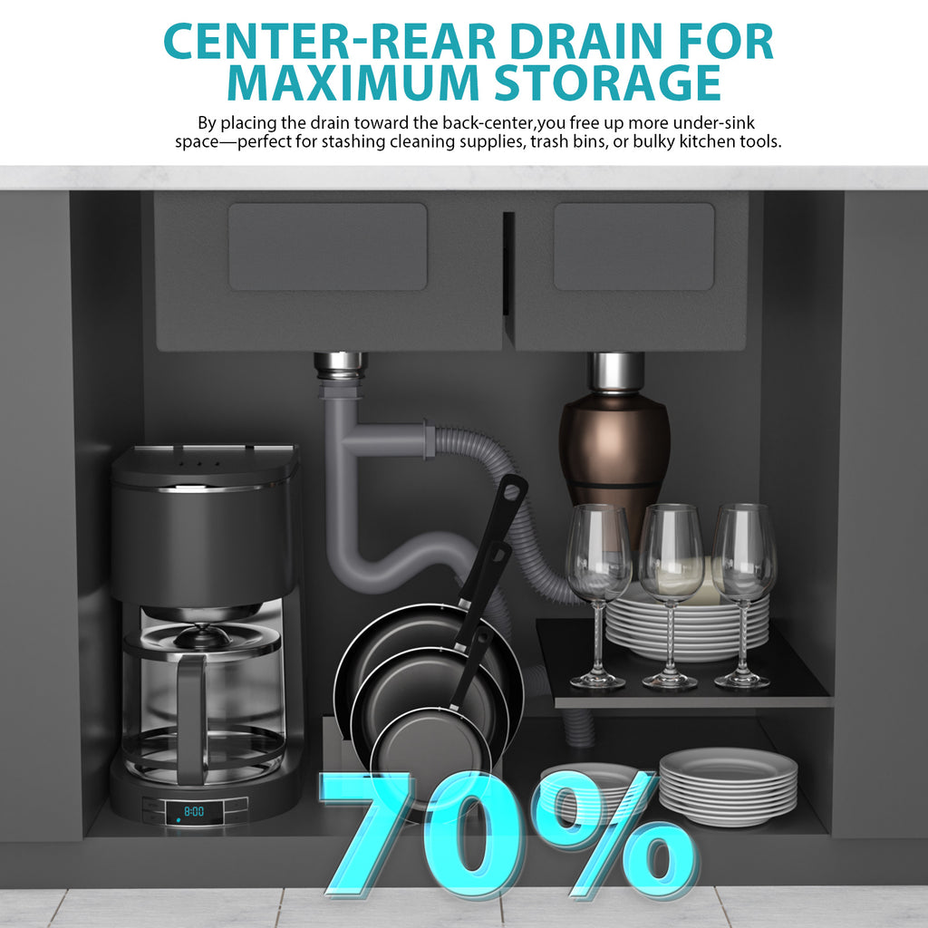 Topmount Drop In Kitchen Sink - 36"x 22" Double Bowl