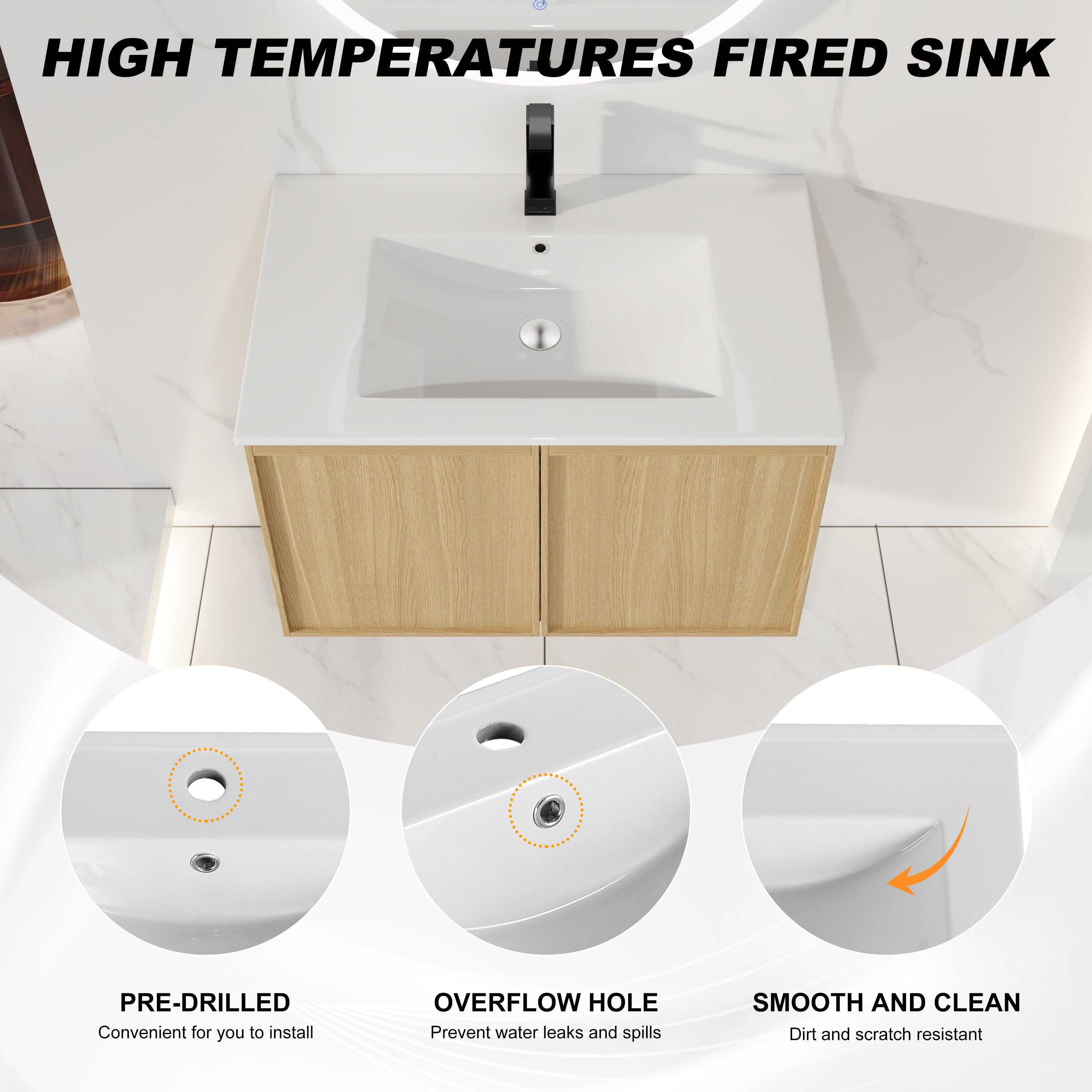 30" Floating Bathroom Vanity with Sink