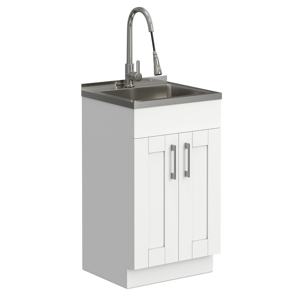 Modern Wide Shaker All-In-One 20-Inch Laundry Utility Sink and Cabinet
