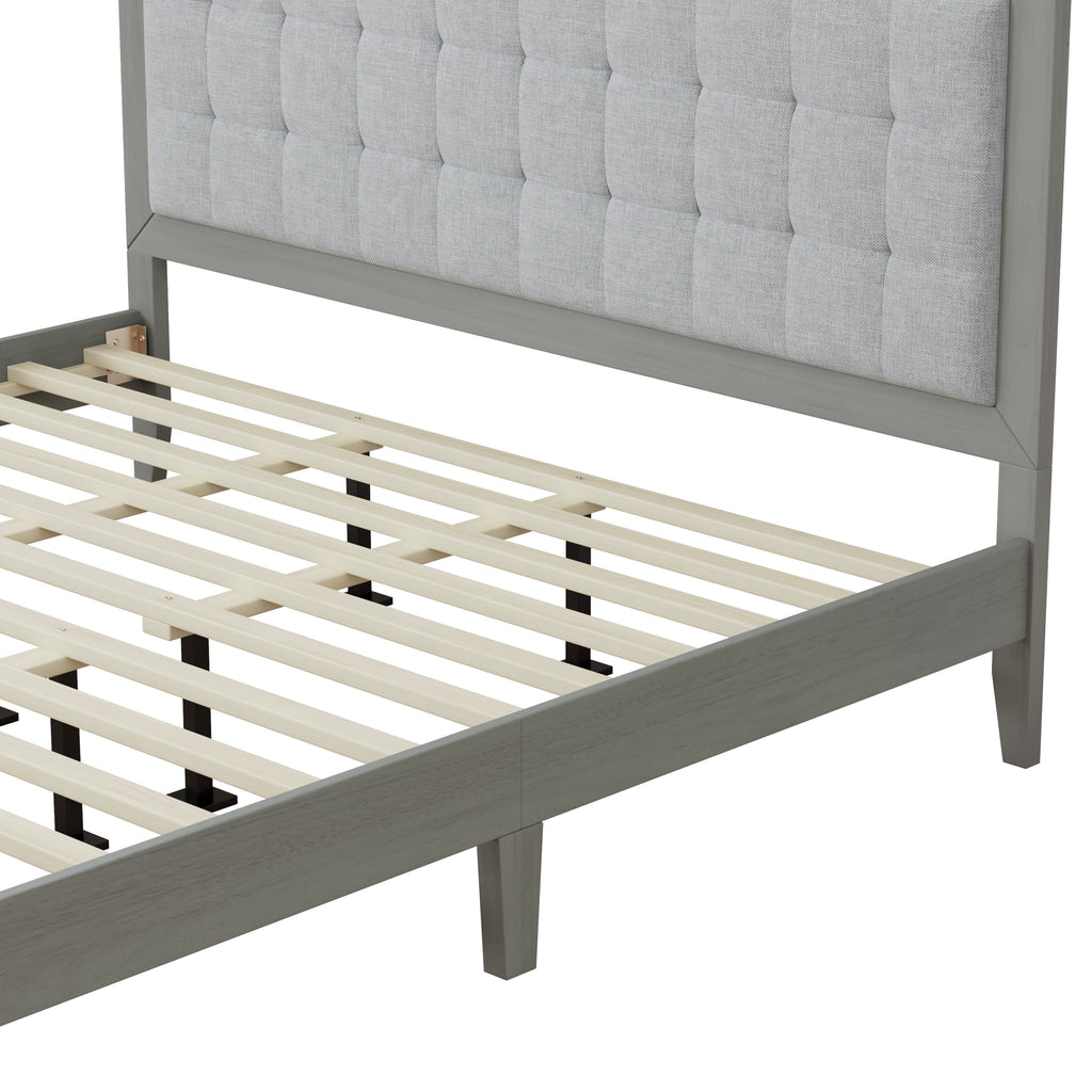 Solid Wood Platform Upholstered Headboard California King Bed