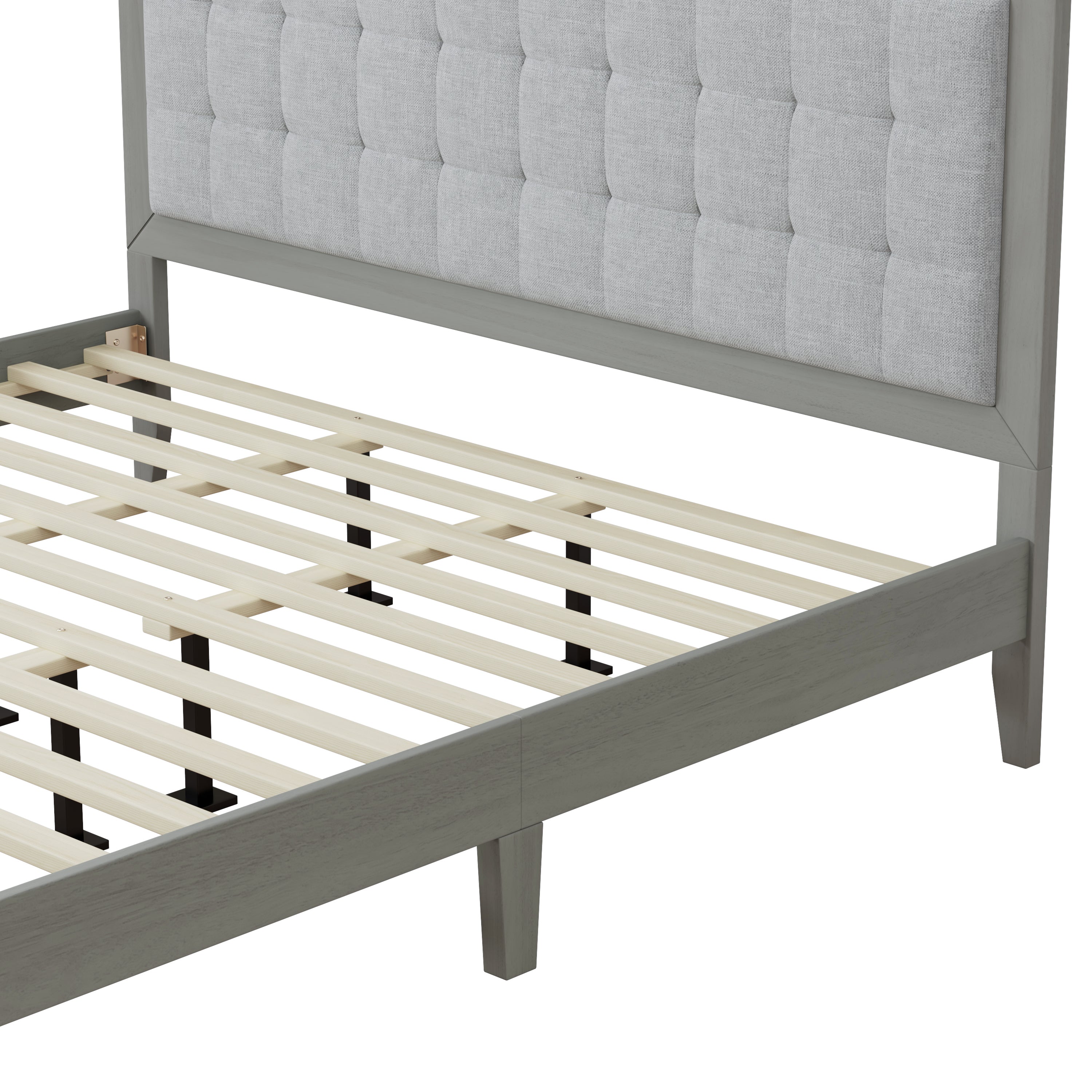 Solid Wood Platform Upholstered Headboard California King Bed