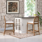 Panama 26.5" Curved Back Cane Rattan Counter Stool, Set of 2