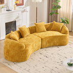 Yellow Curved Compressed Sofa - Creative Nordic-Style Design