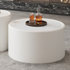 White Round Coffee Table with Tempered Glass Top