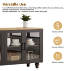 ON-TREND Farmhouse TV Stand with Tempered Glass Doors