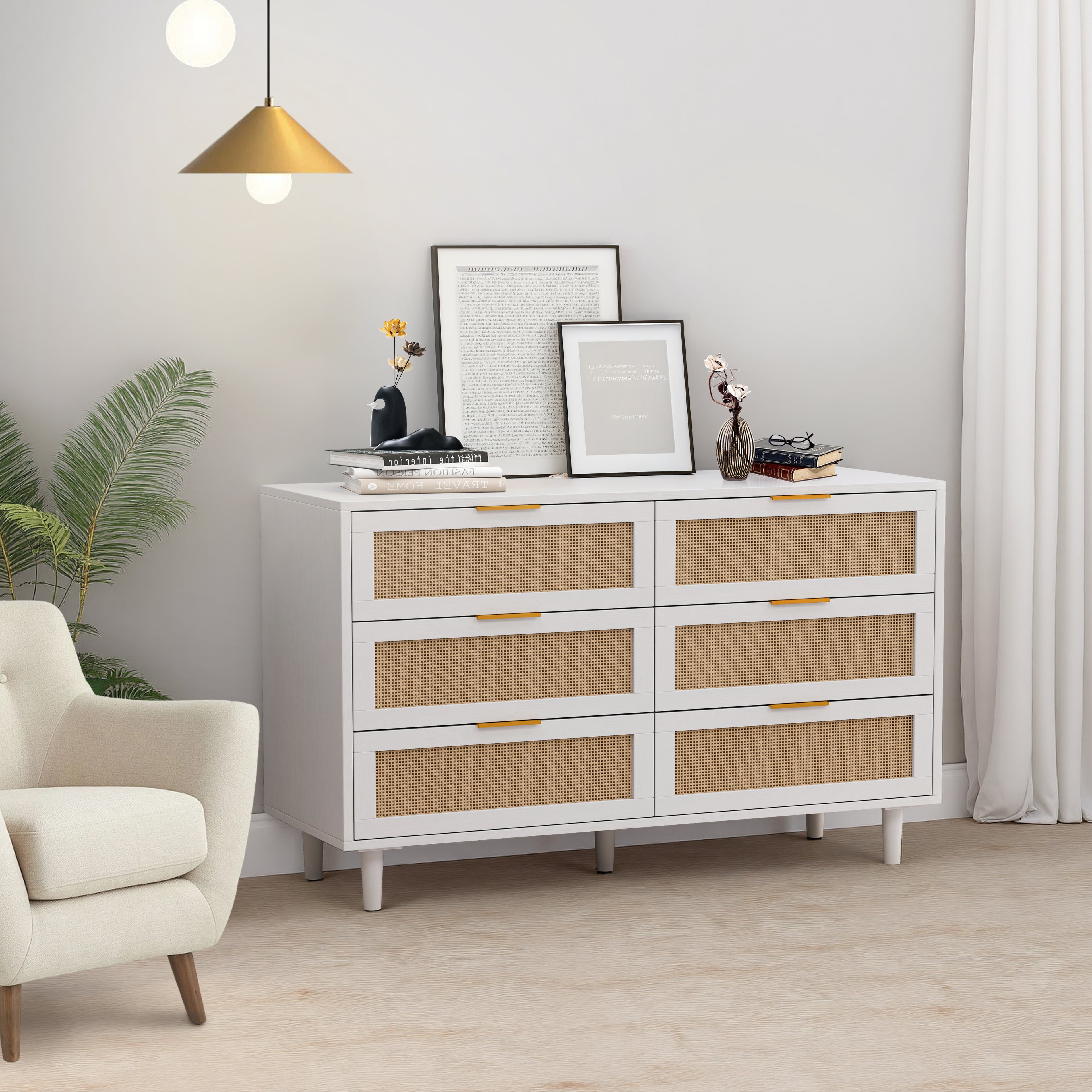 51.18"6-Drawers Rattan Storage Cabinet