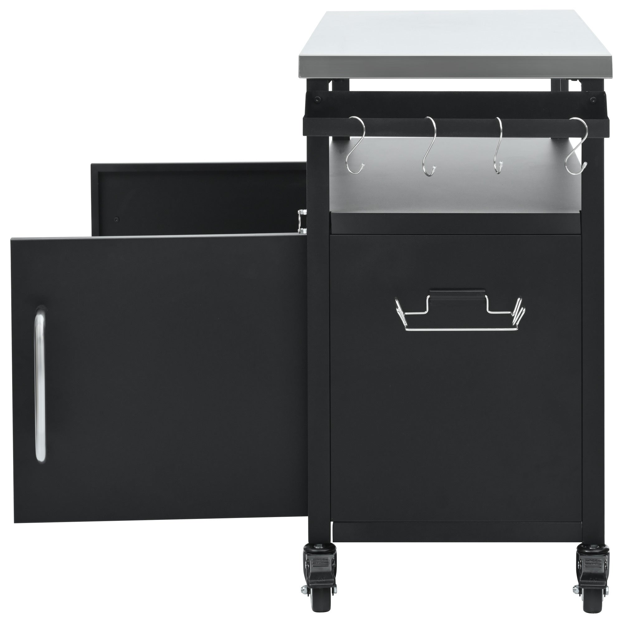 K&K 54.5 Inch Outdoor Kitchen Island with Stainless Steel Tabletop