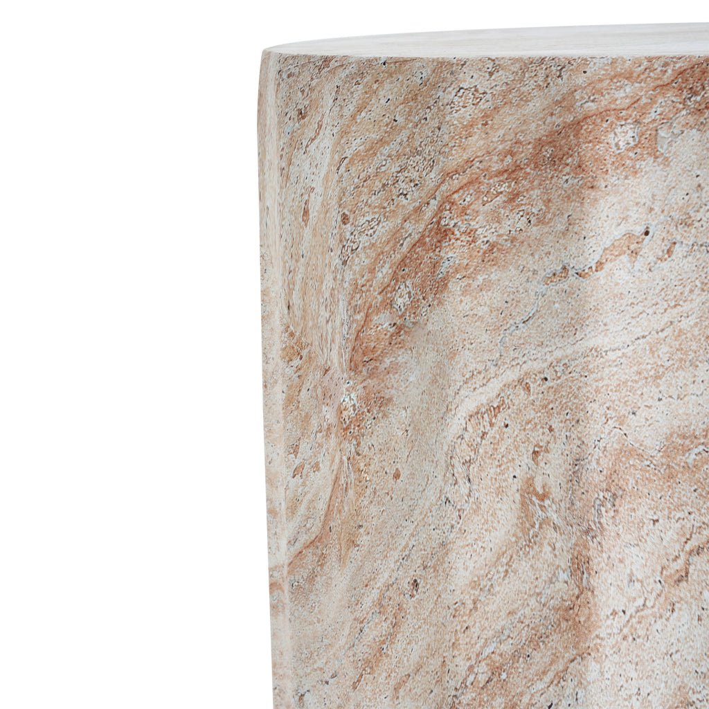 Outdoor/Indoor Lightweight Concrete Side Table - Cylinder Travertine Finish