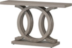 55” Farmhouse Console Table with Geometric Wooden Base