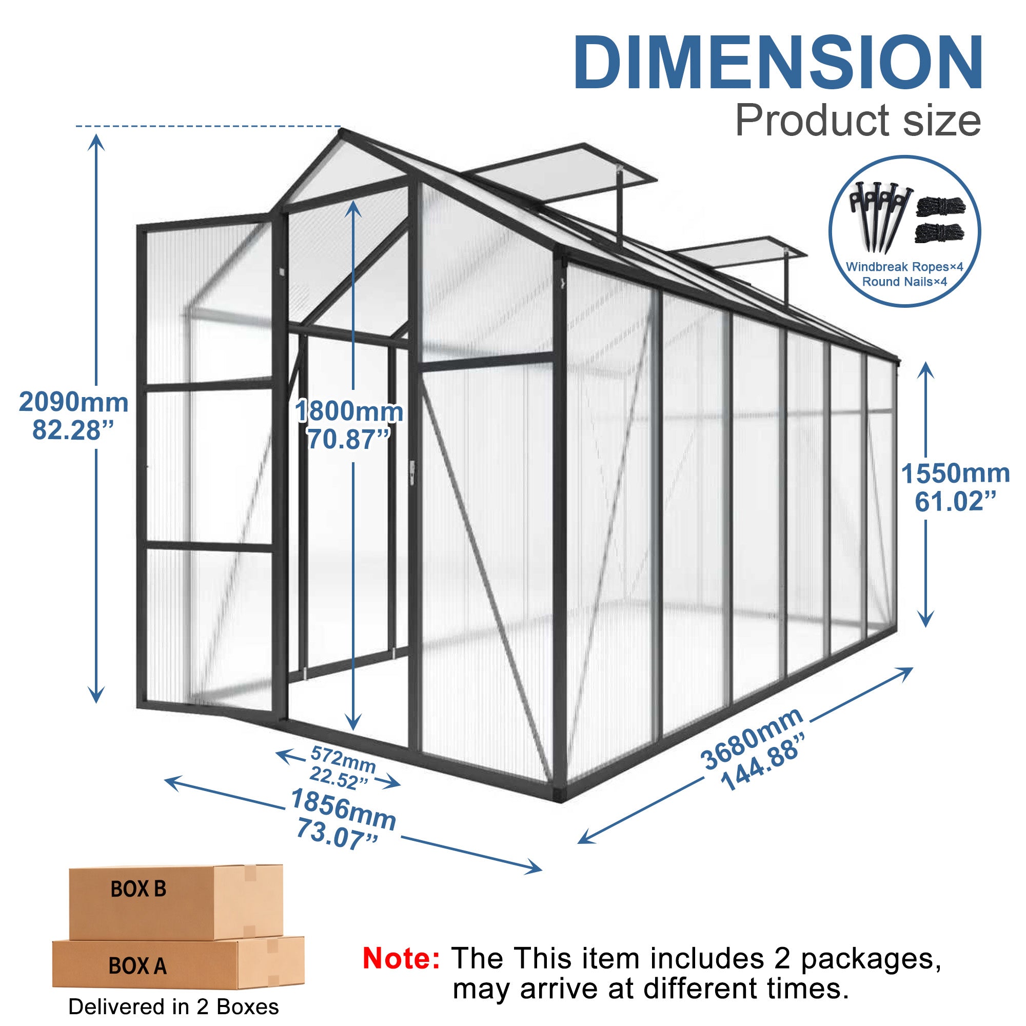6x12FT Walk-in Outdoor Greenhouse