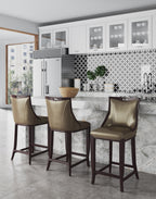 Emperor Wood Upholstered Barstool in Bronze