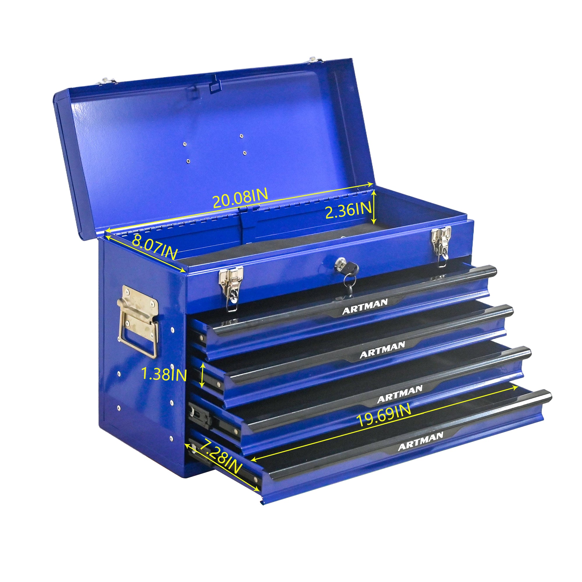 20-Inch Steel Portable Tool Box with Drawers - Tool Storage Box