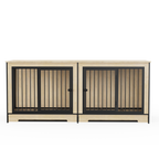 Wooden Dog Crate Furniture with Two Combined Rooms for Medium to Large Dogs