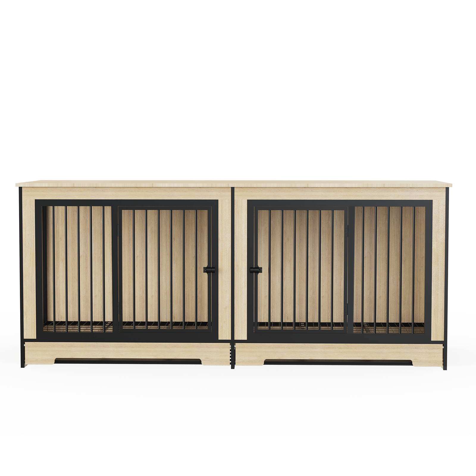 Wooden Dog Crate Furniture with Two Combined Rooms for Medium to Large Dogs