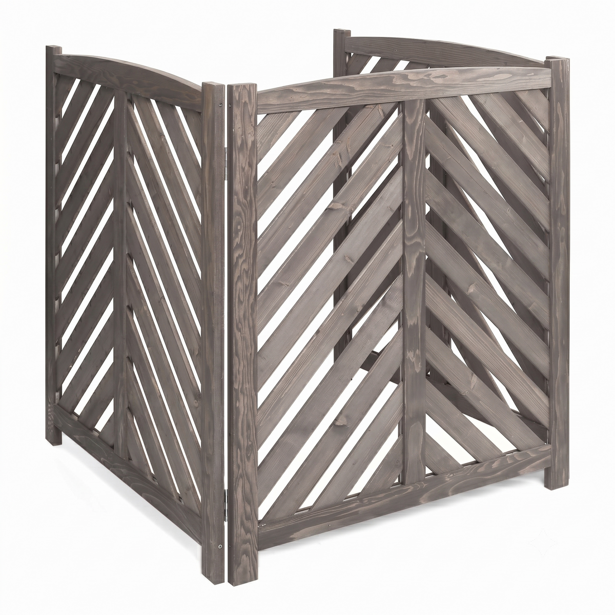 Air Conditioner Fence Screen, 3-Panel Cedar Privacy Screen, 33"W x 38"H, Gray