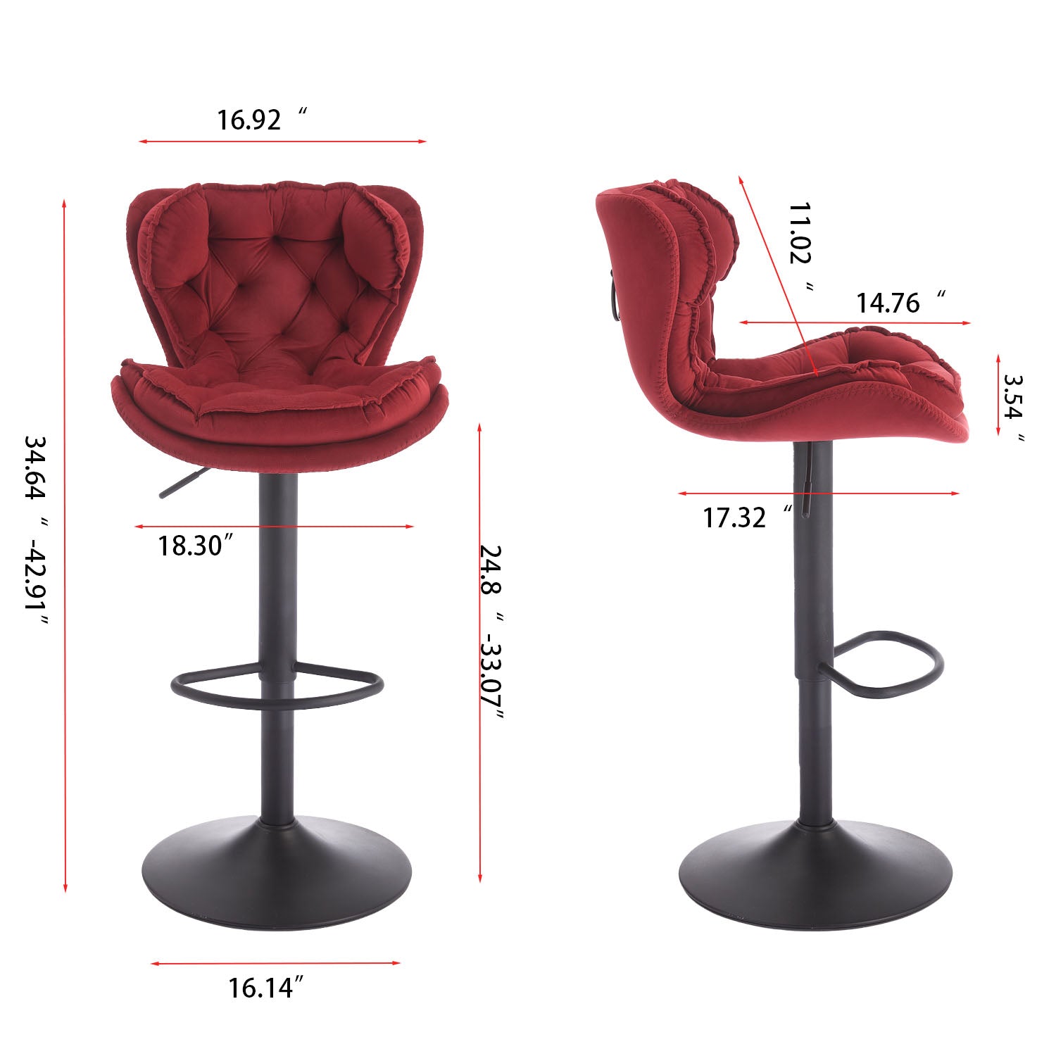 Set of 2 Bar Stools with Powder Footrest