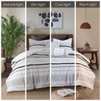 Cotton Printed Comforter Set with Trims - Black/White King/Cal King