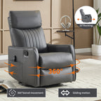 Grey Faux Leather Heat Massage Manual Recliner Chair